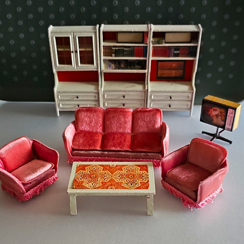 Puppenhaus wohnzimmer set sofa - puppenhaus, wohnzimmer-set